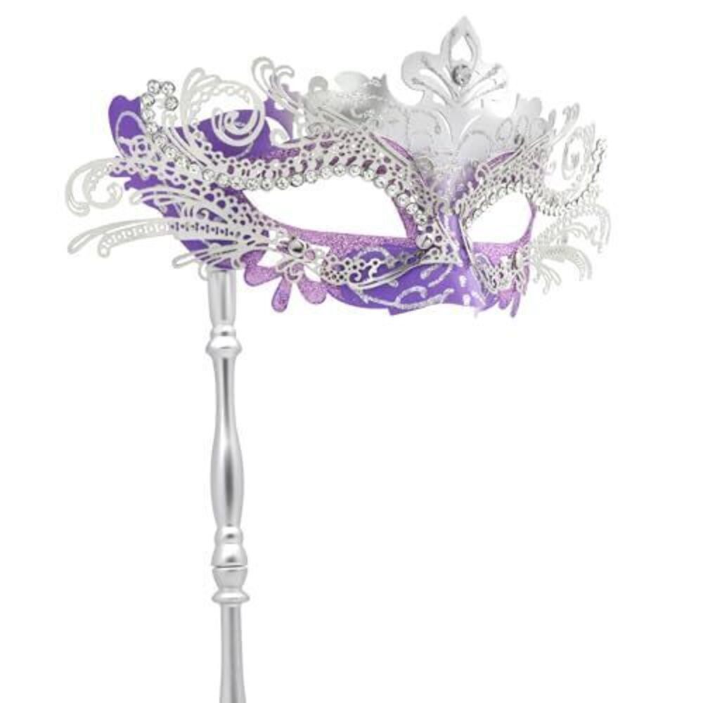 2451 Masquerade Mask with Stick Venetian Mask Mardi Gras Decorations